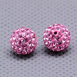 Czech Glass Rhinestones Beads, Polymer Clay Inside, Half Drilled Round Beads, 209_Rose, PP9(1.5.~1.6mm), 8mm, Hole: 1mm(RB-E482-8mm-209)