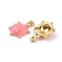 Alloy Enamel Pendants, Golden, Tortoise, Hot Pink, 19x12x4mm, Hole: 1.6mm(ENAM-WH0057-21D)