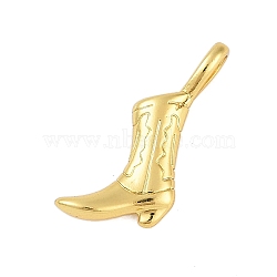 Rack Plating Brass Pendants, Long-Lasting Plated, Lead Free & Cadmium Free, Boot Charms, Real 18K Gold Plated, 19x15x4.5mm, Hole: 4x2.5mm(KK-R166-04G-01)