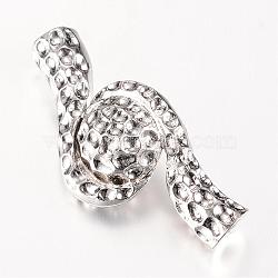 Alloy Magnetic Clasps with Glue-in Ends, Platinum, 51x22~23x10~11mm, Hole: 8mm(PALLOY-T006-03P)