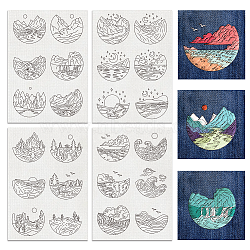 4 Sheets 11.6x8.2 Inch Stick and Stitch Embroidery Patterns, Non-woven Fabrics Water Soluble Embroidery Stabilizers, Scenery, 297x210mmm(DIY-WH0455-135)