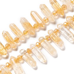 Natural Citrine Beads Strands, Bullet, 20~25x5~8x5~8mm, Hole: 1mm, about 30pcs/strand, 15.47 inch(39.3cm)(G-H247-05)