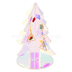 Rainbow Color Acrylic Earring Display Stands, Christams Tree Shaped Earring Organizer Holder, Colorful, Finished Product: 12.5x12.4x15cm, about 3pcs/set(EDIS-WH0012-40C)