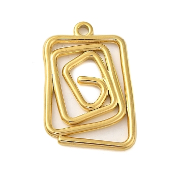 Ion Plating(IP) 304 Stainless Steel Pendants, Real 18K Gold Plated, Rectangle, 28x19x2mm, Hole: 1.8mm