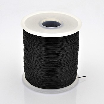 Flat Elastic Crystal String, Elastic Beading Thread, for Stretch Bracelet Making, Black, 0.5mm, about 546.8 yards(500m)/roll