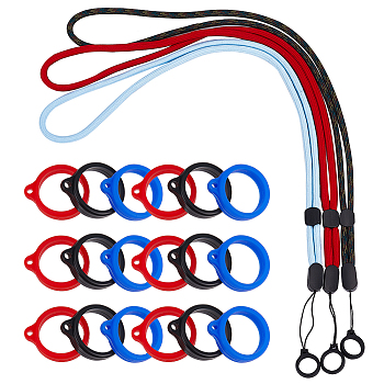 3Pcs 3 Colors Nylon Cord Neck Straps, Electronic Cigarette Lanyard Strap, with Plastic & Silicone Findings and 45Pcs 3 Colors Silicone Pendant, Mixed Color