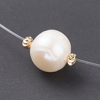 Natural Pearl Pendant Necklace with Nylon Wire for Women, White, 14.76 inch(37.5cm)