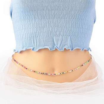 Jewelry Waist Beads, Body Chain, Glass Seed Beaded Belly Chain, Bikini Jewelry for Woman Girl, Colorful, 31-3/8 inch(79.6cm)