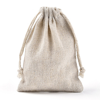 Cotton Packing Pouches Drawstring Bags, Gift Sachet Bags, Muslin Bag Reusable Tea Bag, Wheat, 14x10cm