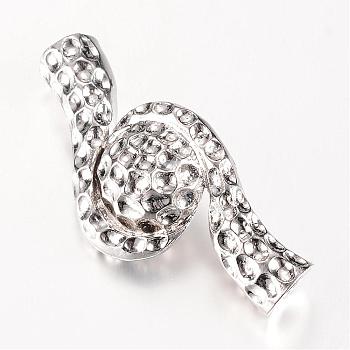 Alloy Magnetic Clasps with Glue-in Ends, Platinum, 51x22~23x10~11mm, Hole: 8mm