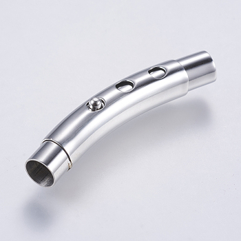 Tarnish Resistant 304 Stainless Steel Bayonet Clasps, Tube, Stainless Steel Color, 40x6.5mm, Hole: 5mm