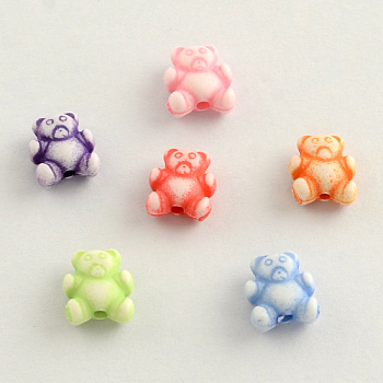 Craft Style Acrylic Beads, Bear, Mixed Color, 9x8x4mm, Hole: 2mm, about 2500pcs/500g