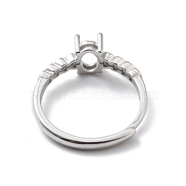 Componentes de anillo de circonita cúbica transparente de plata esterlina chapada en rodio ajustable 925(STER-C011-05P)-3