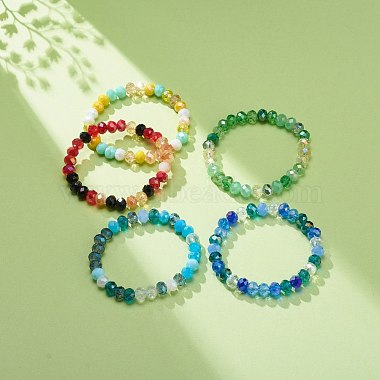 Glass Rondelle Beaded Stretch Bracelet for Women(BJEW-JB08709)-2
