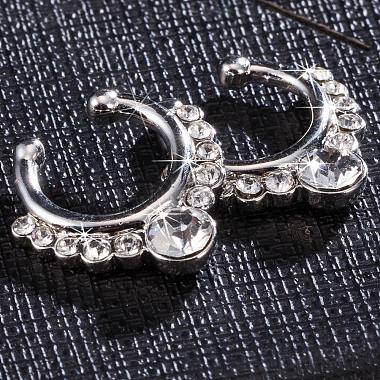 Personality Brass Cubic Zirconia Clip-on Nose Septum Rings(AJEW-EE0002-001P-01)-4