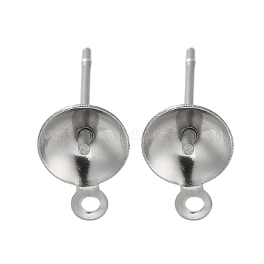 Stainless Steel Color Flat Round 304 Stainless Steel Stud Earring Findings