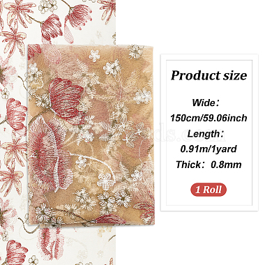 Embroidered Flowers Polyester Tulle Lace Fabric(DIY-WH0449-31D)-2