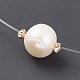 Natural Pearl Pendant Necklace with Nylon Wire for Women(NJEW-JN03830)-1
