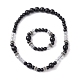 Ожерелья и эластичный браслет из натурального дерева и стеклянных бусин(SJEW-JS01286)-1