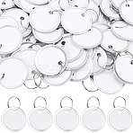 50Pcs Blank Aluminum Keychain, with Iron Clasps, Flat Round, 4.2cm(KEYC-SP0001-12)