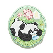 Acrylic Pendants, Panda, Oval, 39.5x36x2.4mm, Hole: 1.4mm(MACR-K345-01E)