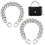 WADORN 2Pcs Aluminum Curb Chain Bag Handles, with Swivel Clasps, for Bag Replacement Accessories, Platinum, 29.5cm(FIND-WR0007-05P)