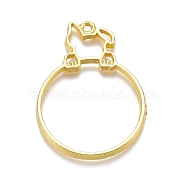 Alloy Open Back Bezel Pendants, For DIY UV Resin, Epoxy Resin, Pressed Flower Jewelry, Dog with Flat Round, Golden, 39x28x2mm, Hole: 1.8mm(PALLOY-P182-02G)