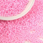 Cylinder Seed Beads, Frosted Colors, Uniform Size, Pearl Pink, 2x1.3~1.5mm, Hole: 0.8~1mm, about 40000pcs/bag, 450g/bag(SEED-H001-C17)