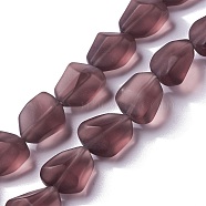 Transparent Frosted Glass Beads Strands, Nuggets, Purple, 15x12x9.5mm, Hole: 1mm, about 40pcs/strand, 23.62''(60cm)(FGLA-S001-02A)