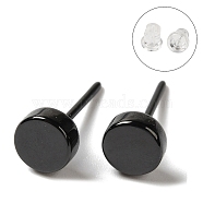 Hypoallergenic Bioceramics Zirconia Ceramic Stud Earrings, No Fading and Nickel Free, Flat Round, Black, 6mm(EJEW-F340-05D-02)