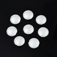 ABS Plastic Imitation Pearl Beads, Flat Round, Creamy White, 14x5.5mm, Hole: 1.4mm, about 900pcs/500g(KY-T023-027)