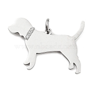 304 Stainless Steel Pendants, with Jump Ring and Glitter, Stamping Blank Tag, Dog Charm, Stainless Steel Color, 21.5x30.5x1mm, Hole: 4mm(STAS-E205-09P)