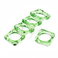 Transparent Acrylic Finger Rings, Square, Lime Green, US Size 7 1/2(17.7mm)(RJEW-T010-03D)