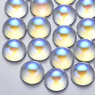 Transparent Glass Cabochons, AB Color Plated, Half Round/Dome, Clear AB, 18x9mm(GLAA-S190-013A-F01)