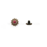 Zinc Alloy Decorative Rivets, with Iron Screws, for Purse, Bags, Leather Crafts Decoration, Sun, Antique Bronze, 13x13mm(PW-WG1362F-08)