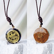 Gemstone Orgone Pendant Necklace, Star of David Necklace, Chocolate, 15.35 inch(39cm)(PW-WG49077-07)