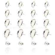 DIY Stud Earring Findings Making Kits, Including 304 Stainless Steel Stud Earring Settings & Ear Nuts, Half Round Transparent Glass Cabochons, Silver, Stud Earring Settings: Tray: 8mm/10mm/12mm/14mm, 32pcs/box(DIY-UN0002-27S)