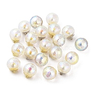 Acrylic and ABS Imitation PearlPendants, with Alloy Finding, Round, White, 17.5x16mm, Hole: 1.6mm(MACR-C029-13)