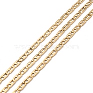 Ion Plating(IP) 304 Stainless Steel Mariner Link Chains, Unwelded, with Spool, Golden, 6x3x0.5mm, about 32.81 Feet(10m)/Roll(STAS-P301-01G)