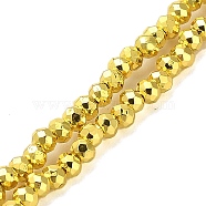 Electroplate Glass Beads Strands, Faceted, Rondelle, Yellow, 3x2.5mm, Hole: 0.8mm, about 170~172pcs/strand, 16.73''(42.5cm)(EGLA-D030-15A-02)