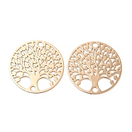 Rack Plating Brass Connector Charms, Etched Metal Embellishments, Long-Lasting Plated, Tree of Life Links, Light Gold, 20x0.3mm, Hole: 1.6mm(KK-Q792-14LG)