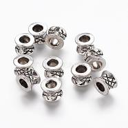 Tibetan Style Alloy Beads, Lead Free, Cadmium Free and Nickel Free, Column, Antique Silver, 5x7mm, Hole: 4mm.(X-LF0673Y-NF)
