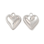 304 Stainless Steel Pendants, Heart Charm, Stainless Steel Color, 16x13.5x2.5mm, Hole: 1.8mm(STAS-I671-21P)