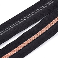 Garment Accessories, Nylon Closed-end Zipper, Zip-fastener Components, Black, Rose Gold, 32mm, 10yards/bundle(X-FIND-WH0052-33B)