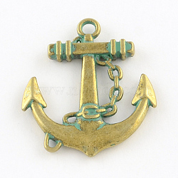 Anchor Zinc Alloy Pendants, Cadmium Free & Nickel Free & Lead Free, Antique Bronze & Green Patina, 30x26.5x3mm, Hole: 2.5mm(PALLOY-R065-074-FF)