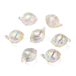 UV Plating Rainbow Iridescent Acrylic Beads, Two Tone Bead in Bead, Fish, Clear AB, 15x17x15mm, Hole: 3.5mm(OACR-F004-07F)