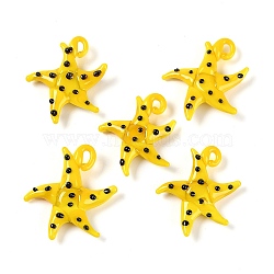 Handmade Lampwork Pendants, Bumpy, Starfish, Gold, 28~34x27~30x7~8.5mm, Hole: 2~2.5mm(LAMP-C015-02G)