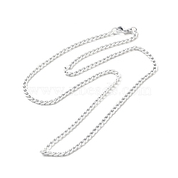 Spray Painted 201 Stainless Steel Curb Chain Necklaces, with Lobster Claw Clasp, White, 17-3/4 inch(45.3cm)(NJEW-R258-01A)