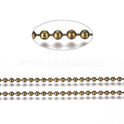 Brass Ball Chains, Faceted, Long-Lasting Plated, Soldered, with Spool, Cadmium Free & Nickel Free & Lead Free, Antique Bronze, 3.2mm, about 6.56 Feet(2m)/roll(X-CHC-S008-004A-AB)