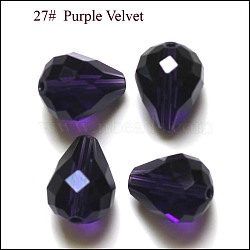 Imitation Austrian Crystal Beads, Grade AAA, Faceted, teardrop, Indigo, 8x10mm, Hole: 0.9~1mm(X-SWAR-F062-10x8mm-27)